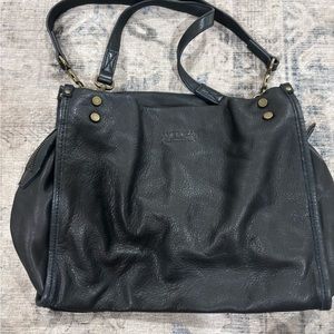 Black real leather shoulder bag